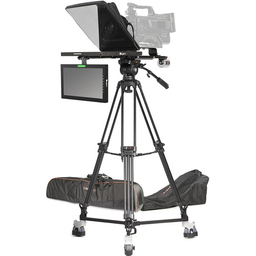 ikan Professional 15" High-Bright Teleprompter V2 with Talent Monitor, Tripod & Dolly (SDI)
