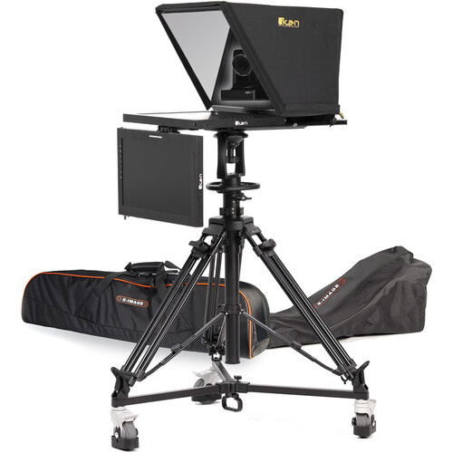 ikan PT4900 19" PTZ Teleprompter, Pedestal, Dolly, Talent Monitor & OTTICA PTZ Camera Kit