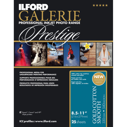 Ilford GALERIE Prestige Gold Cotton Smooth Paper (8.5 x 11", 25 Sheets)