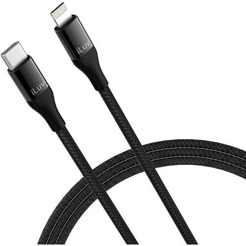 iLuv 3' Premium MFI Lightning-to-USB-Type-C Braided Cable Black