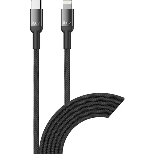 iLuv 6' Premium MFI Lightning-to-USB-Type-C Braided Cable Black