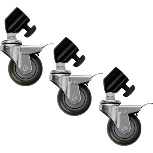 Impact Locking Caster Set for Light Stands with 25mm Tubular Leg Ends (3)