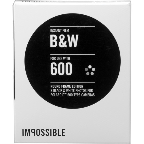 Impossible Black & White Instant Film for Polaroid 600 Cameras (White Round Frame, 8 Exposures)