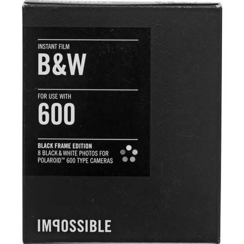 Impossible Black & White Instant Film for Polaroid 600 Cameras (Black Frame, 8 Exposures)