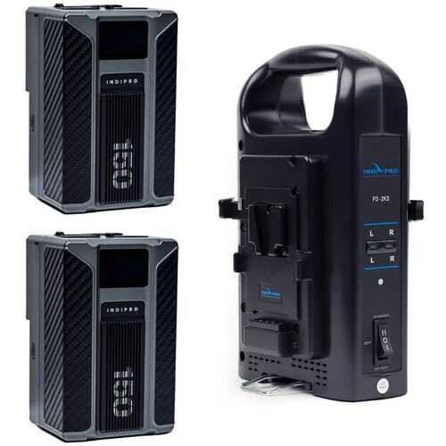 IndiPRO Tools Kratos 2 x V-Mount Batteries and Dual Charger Kit (150Wh)
