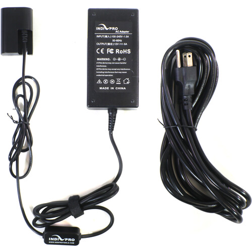 IndiPRO Tools AC Power Supply Adapter to Canon 9V LP-E6 Type Dummy Battery (8')