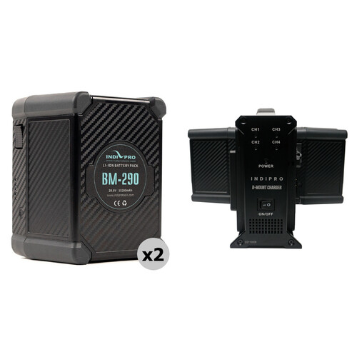 IndiPRO Tools Battery Kit with 2 Batteries and Quad Charger (298Wh, B-Mount)