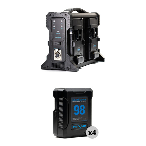 IndiPRO Tools Compact 98Wh 4-Batteries with Quad Pro Charger Kit (V-Mount)