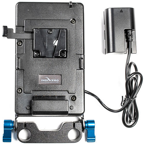 IndiPRO Tools V-Mount Plate with LP-E6 Dummy Battery (15mm Rod Bracket)