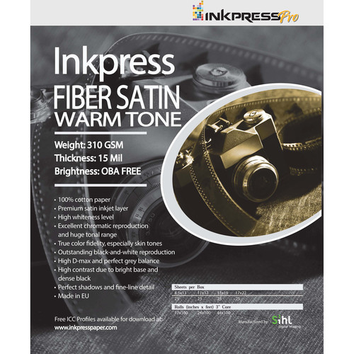 Inkpress Media Fiber Satin Warm Tone Paper (8.5 x 11", 25 Sheets)