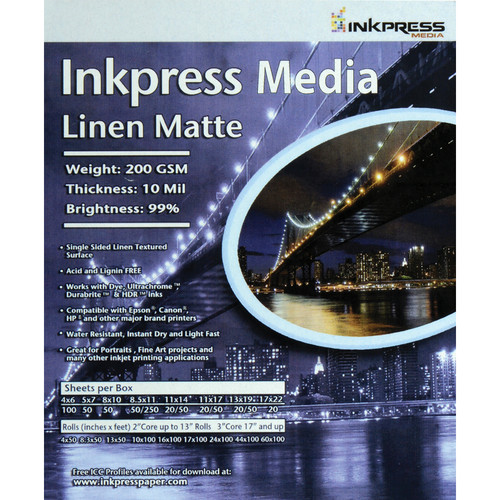 Inkpress Media Linen Matte Paper (8.5 x 11", 50 Sheets)