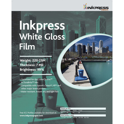 Inkpress Media White Gloss Film (17" x 50')