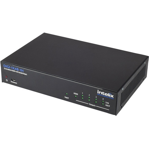 Intelix 1 HDMI Input to 4 HDBaseT Outputs Distribution Amplifier with HDMI Loop Output
