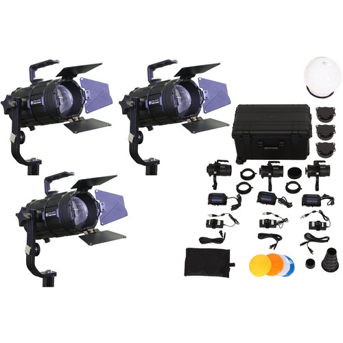 Intellytech Pocket Cannon Daylight Focusable 3-Light LED Fresnel Kit (V-Mount / Gold Mount)