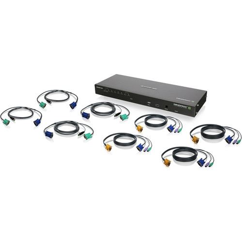 IOGEAR GCS1808iKITTAA 19" Rack Mount 8-Port IP Based KVM Switch Kit with PS/2 & USB KVM Cables (TAA Compliant)
