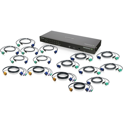 IOGEAR GCS1816iKITTAA 19" Rack Mount 16-Port IP Based KVM Switch Kit with PS/2 & USB KVM Cables (TAA Compliant)