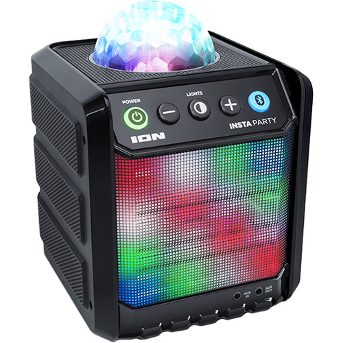 ION Audio Insta Party, Compact Rechargeable Bluetooth Speaker with Dome and Grille Party Lights