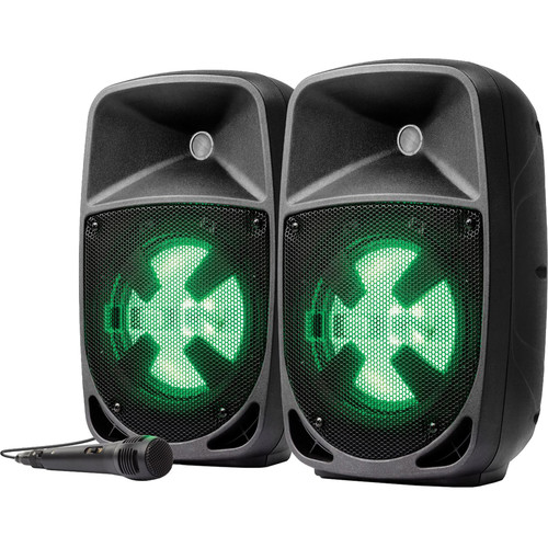 ION Audio Pro Glow DUO 8 Compact PA System with Stands, Mic, and Cables