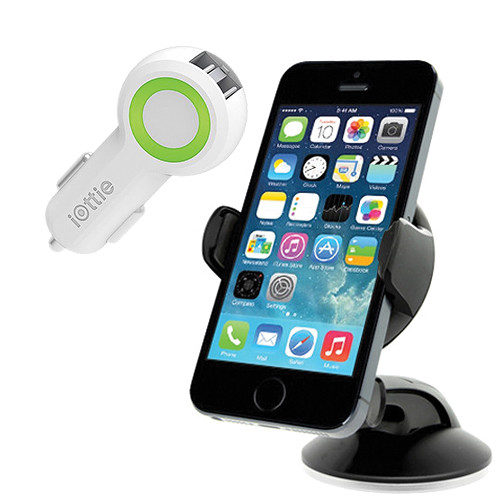 iOttie Easy Flex 3 Universal Car Mount with USB Charger Kit (Black Mount, White Charger)