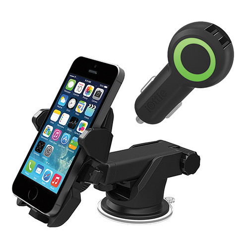 iOttie Easy One Touch 2 Universal Smartphone Car Mount with Dual-Port USB Car Charger Kit (Black)