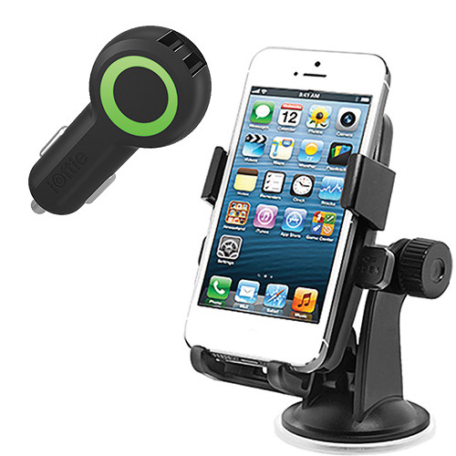iOttie Easy One Touch Universal Car Mount Holder with Rapid Volt Dual Port USB Car Charger Kit