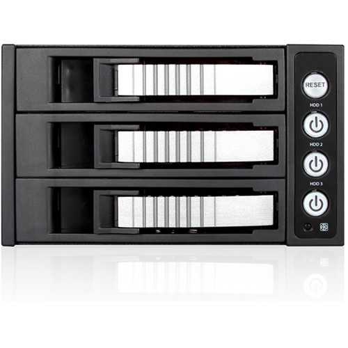 iStarUSA 2 x 5.25" to 3 x 3.5" 12 Gb/s HDD SSD Hot-Swap Rack with Key Lock Silver Aluminum Handle