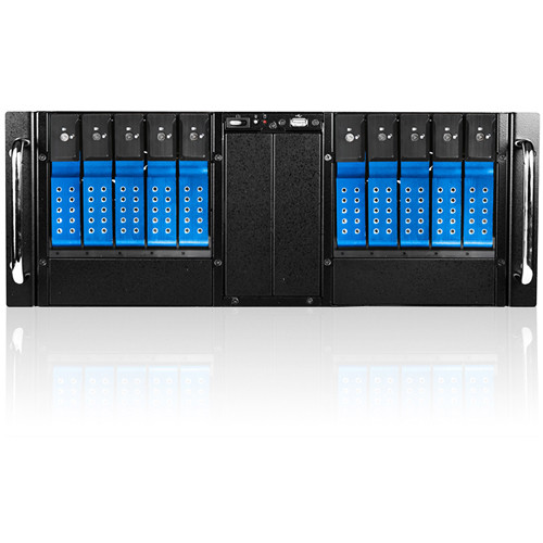 iStarUSA D410-DE10BL-25TU 10-Bay Trayless USB 3.1 Gen 1 ODD Rackmount Storage Server (Blue)