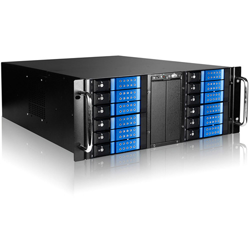 iStarUSA 4 RU 12-Bay Stylish Storage Server Trayless Hotswap 12 x 3.5" Rackmountable Chassis Kit (Blue HDD Handles)