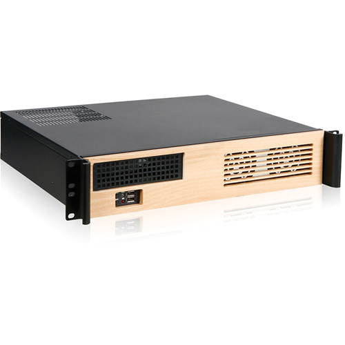 iStarUSA D-213-MATX-WB 2U Compact Rackmount microATX Chassis with Wood Front Bezel