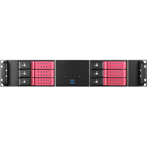 iStarUSA D-260HN 2U Compact 6 x 3.5" HDD Bay Trayless Hotswap microATX Chassis (Red HDD Handles)