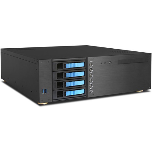 iStarUSA D-340HB-DT 3 RU Compact 4 x 3.5" Bay Hotswap microATX Desktop Chassis (Blue HDD Handles)