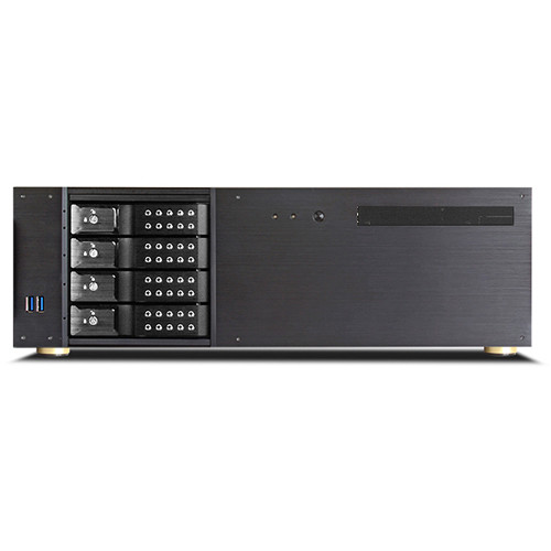 iStarUSA D-340HN-DT 3 RU Compact 4 x 3.5" Bay Trayless Hotswap microATX Desktop Chassis (Black HDD Handles)