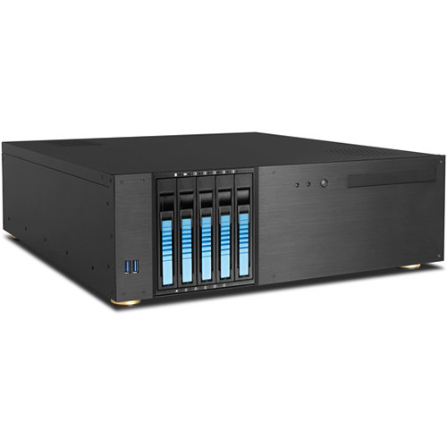 iStarUSA D-350HB-DT 3 RU Compact 5 x 3.5" Bay Hotswap microATX Desktop Chassis (Blue HDD Handles)