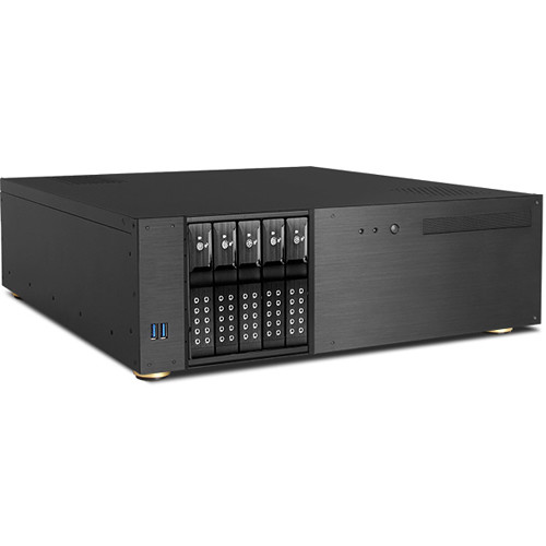iStarUSA D-350HN-DT 3 RU Compact 5 x 3.5" Bay Trayless Hotswap microATX Desktop Chassis (Black HDD Handles)
