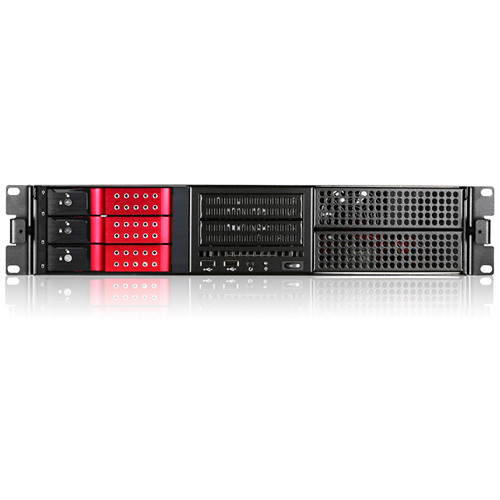 iStarUSA E-204L 2 RU E-ATX 4x 5.25" Bays Rackmount Chassis with BPN-DE230SS SAS/SATA Trayless Hot-Swap Cage (Red Bezel)