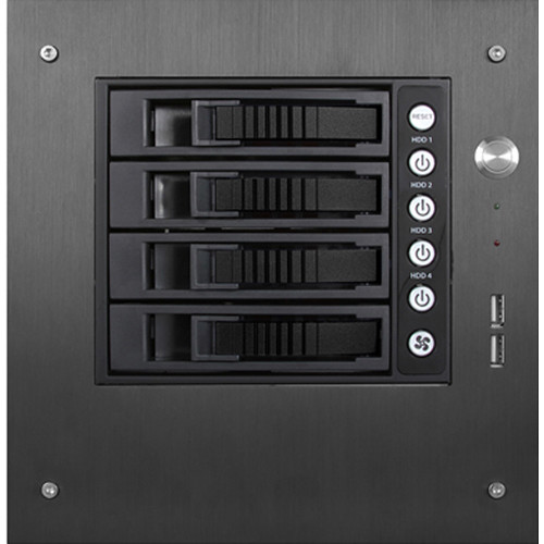 iStarUSA S-35-B4SA Compact Stylish 4x 3.5" Hotswap mini-ITX Tower (Black HDD Handles)
