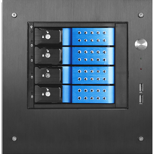 iStarUSA Compact Stylish 4x 3.5" Hotswap Trayless mini-ITX Tower (Blue HDD Handles)