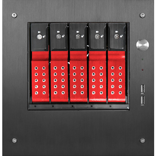 iStarUSA Compact Stylish 5x 3.5" Hotswap Trayless mini-ITX Tower (Red HDD Handles)