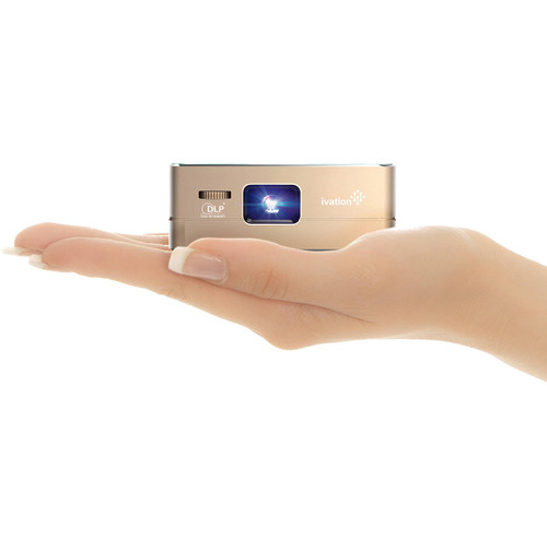 Ivation Pro3 Portable Rechargeable Smart DLP Projector (Gold)