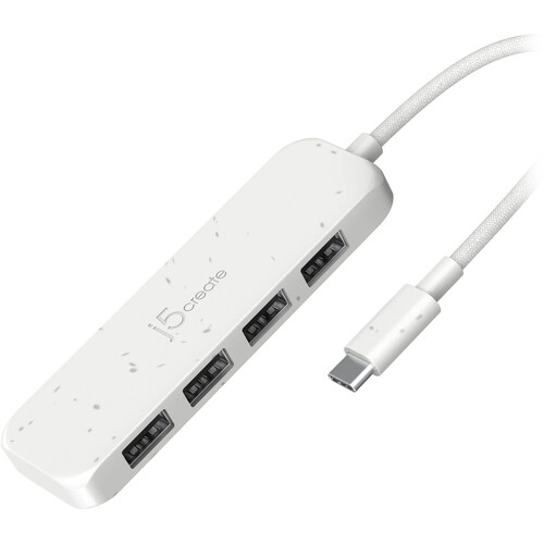 j5create Eco-Friendly USB-C to 4-Port USB-A 3.2 Gen 2 Hub (White)
