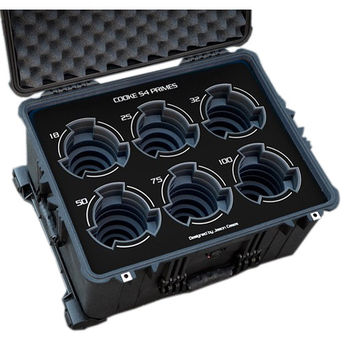 Jason Cases Protective Case for Set of 6 Cooke S4 Prime Lenses (Black Overlay)