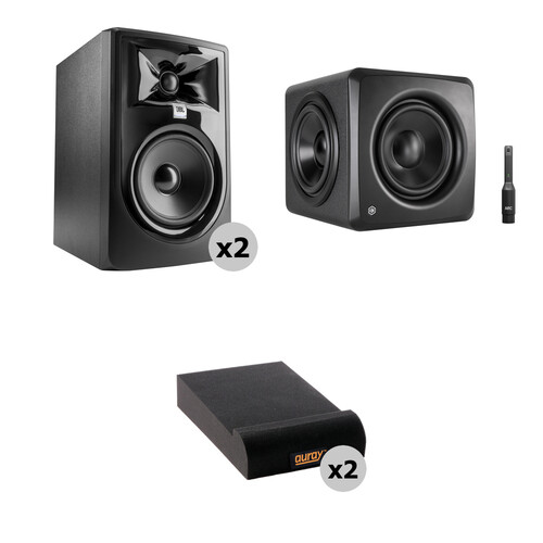 JBL 305P MkII Powered 8" Two-Way Studio Monitors Kit with Subwoofer and Isolation Pads