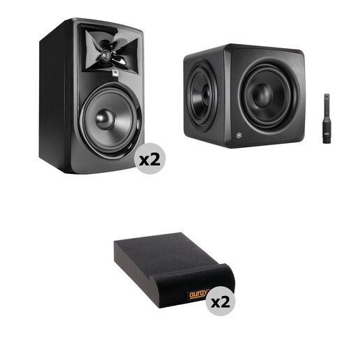 JBL 308P MkII Powered 8" Two-Way Studio Monitors Kit with Subwoofer and Isolation Pads