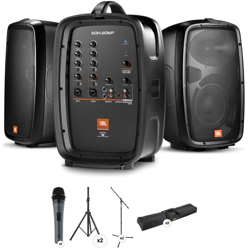 JBL EON 206P Portable PA System Kit with Stands, Bag, and