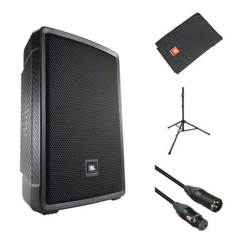 JBL IRX112BT Compact Powered 12" Portable Speaker Kit with Cover, Stand, and Cable (Single)