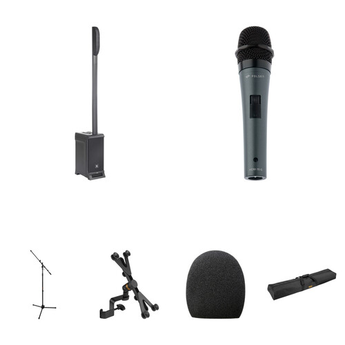 JBL IRX ONE 1300W Powered Column Array PA System Kit with Wired Mic, Stand, and Bag