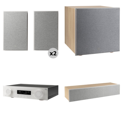 JBL MA510 5.2-Channel A/V Receiver and 5.1 Surround Sound Speaker Kit (Latte/White)