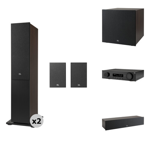 JBL MA710 7.2-Channel A/V Receiver and 5.1 Surround Sound Speaker Kit (Espresso/Black)
