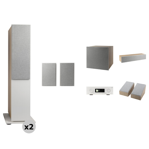 JBL MA7100HP 7.2-Channel A/V Receiver and 5.1.2 Atmos Surround Sound Speakers Kit (Latte/White)