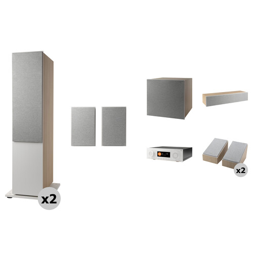 JBL MA9100HP 9.2-Channel A/V Receiver and 5.1.4 Atmos Surround Sound Speakers Kit (Latte/White)